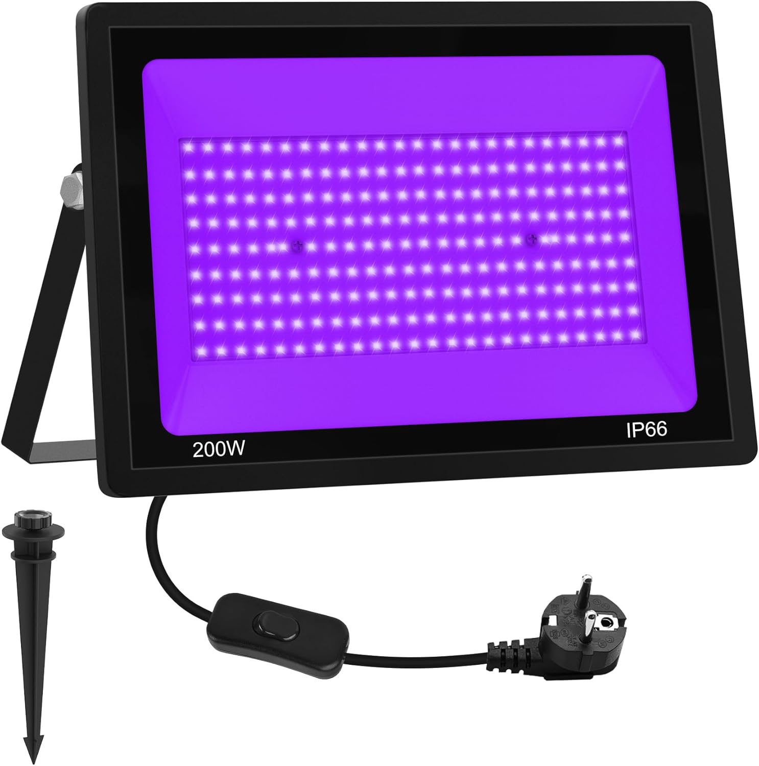 NATPOW Lampada LED Nera 200W UV con Interruttore - immagine 1