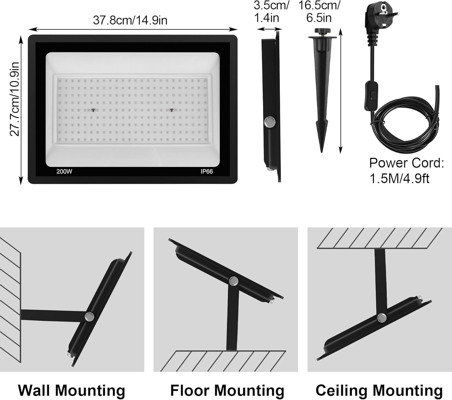 NATPOW Lampada LED Nera 200W UV con Interruttore - immagine 2