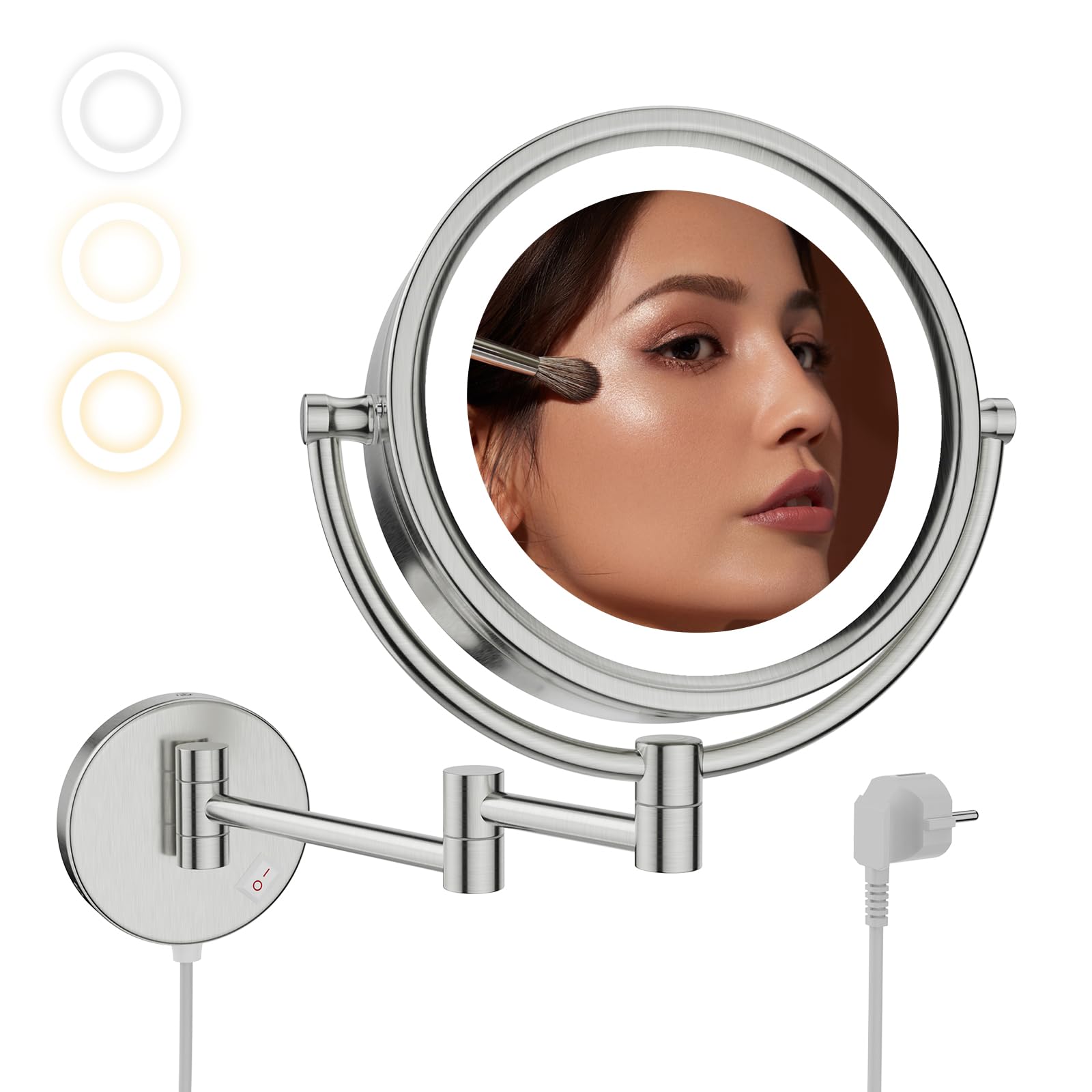 Nicesail Specchio Trucco con Luci da Parete, Nichel Spazzolato