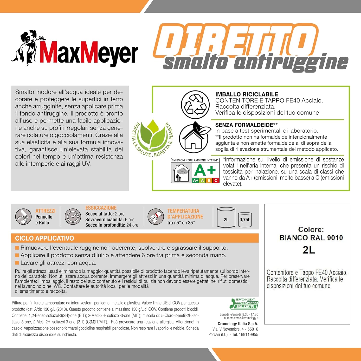 MAXMEYER Diretto Antiruggine Satinato R9010 Bianco 2 L - immagine 3