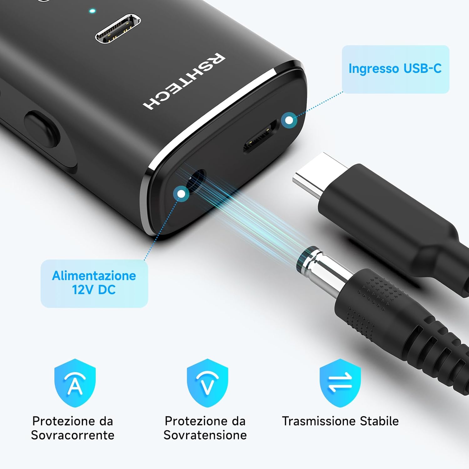 Rshtech Hub USB C Alimentato 10Gbps 7 Porte in Alluminio - immagine 6