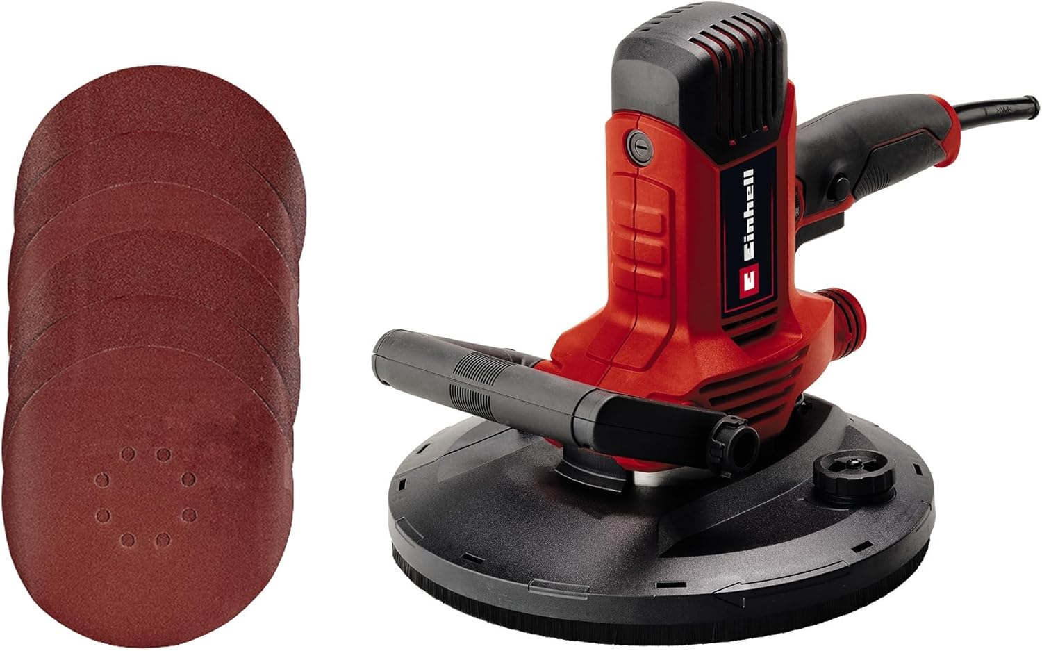 Einhell Smerigliatrice per cartongesso TC-DWS 225 (1220 W, piatto abrasivo con corona a spazzola, aspirazione polvere integrata, 6 x carta vetrata Ø 225 mm),Versione 2024