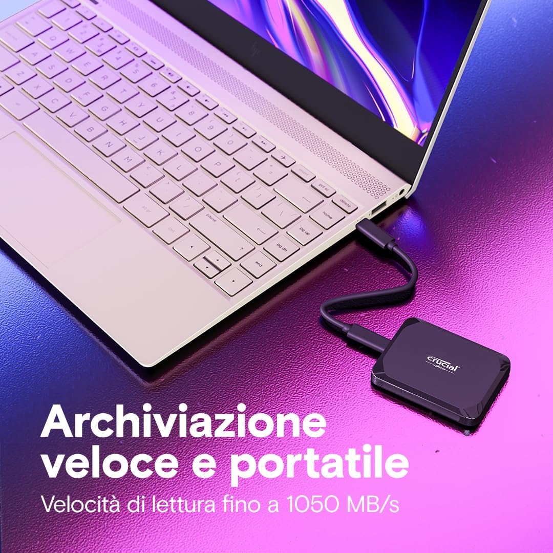 Crucial X9 SSD 2TB Esterno Portatile USB-C 3.2 - immagine 2