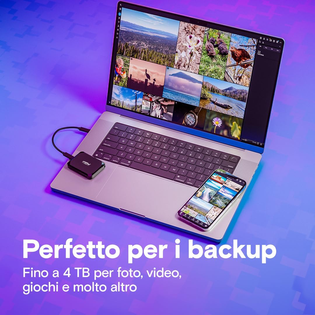 Crucial X9 SSD 2TB Esterno Portatile USB-C 3.2 - immagine 5