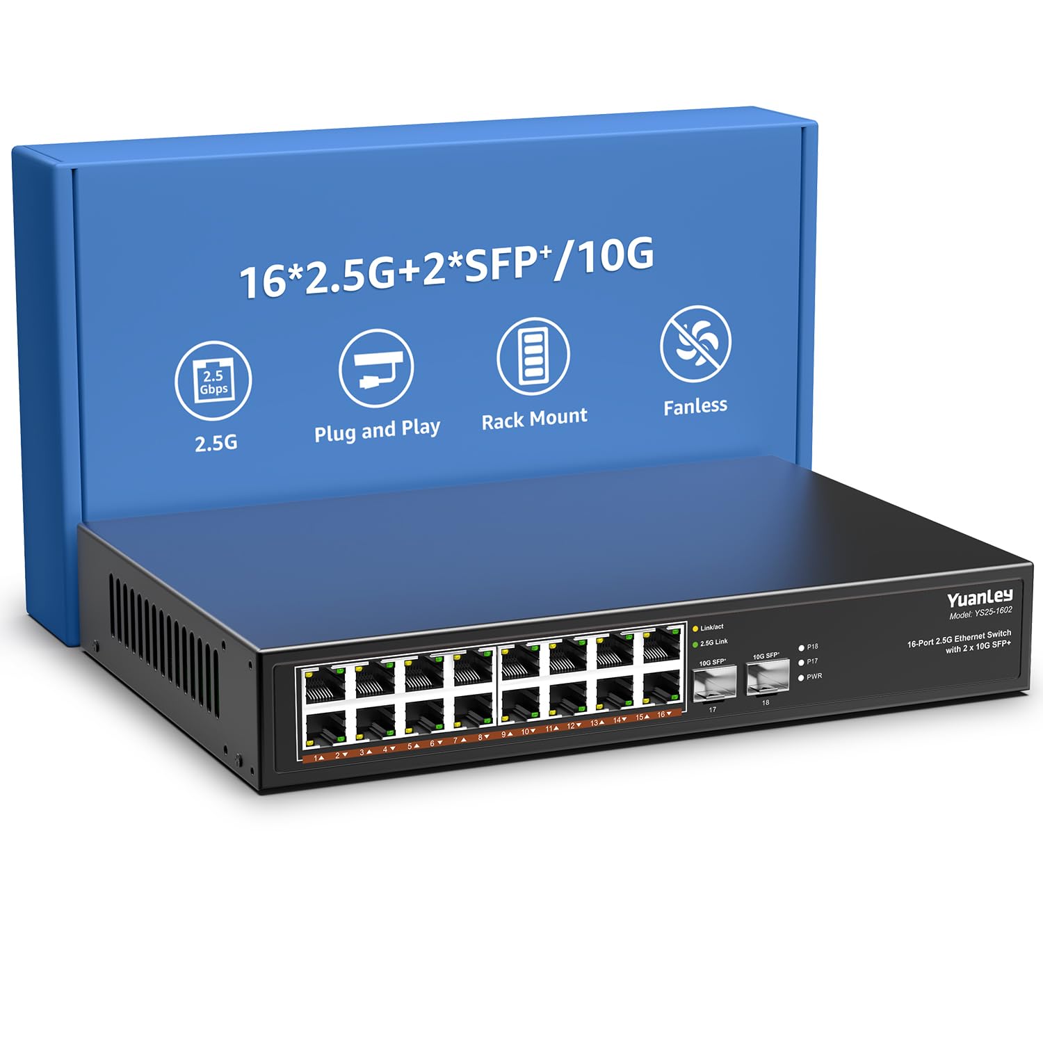 Yuanley Switch Ethernet 18 Porte 2.5G Unmanaged