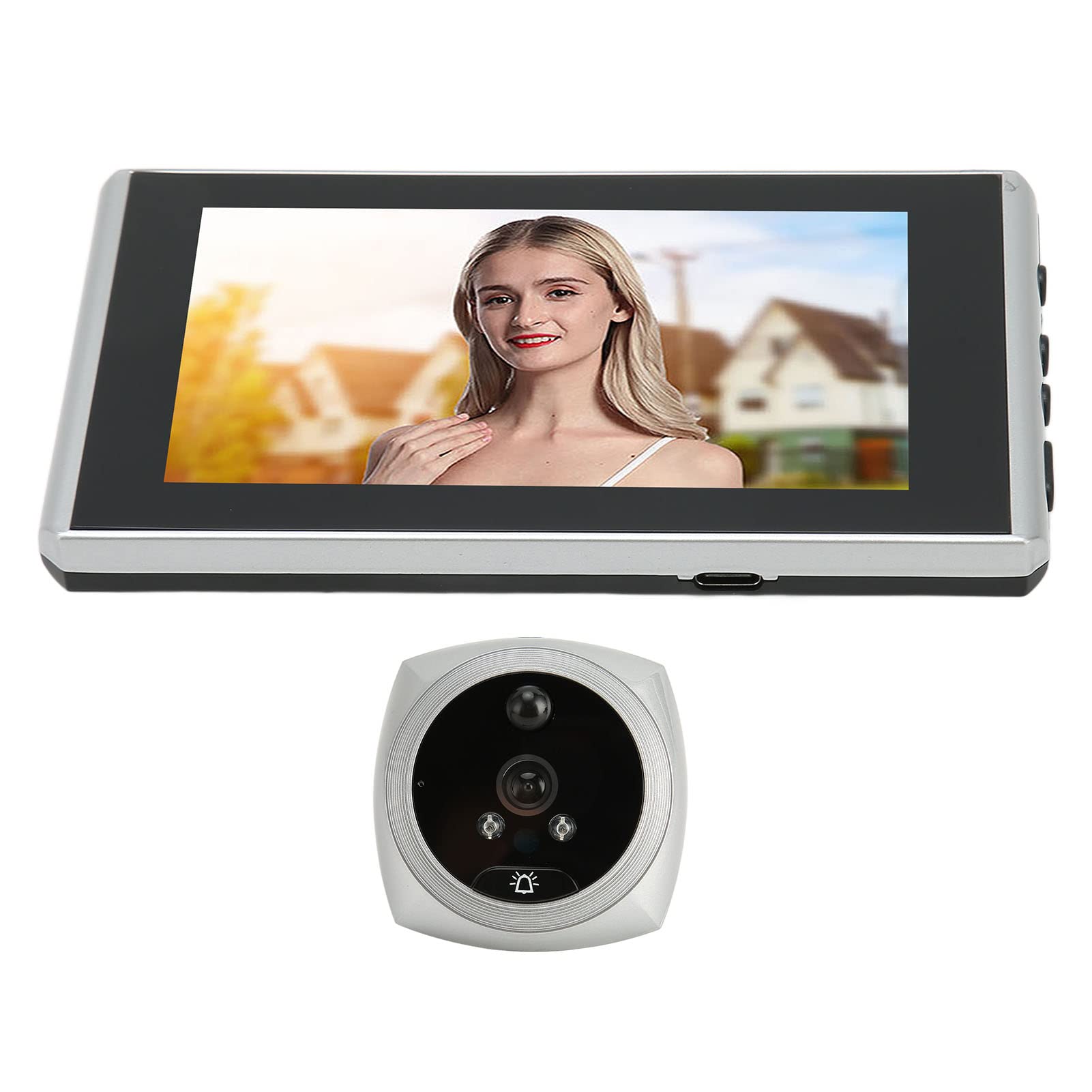 Spioncino Digitale per Porta 4,5" 1080P Ultra HD, Argento