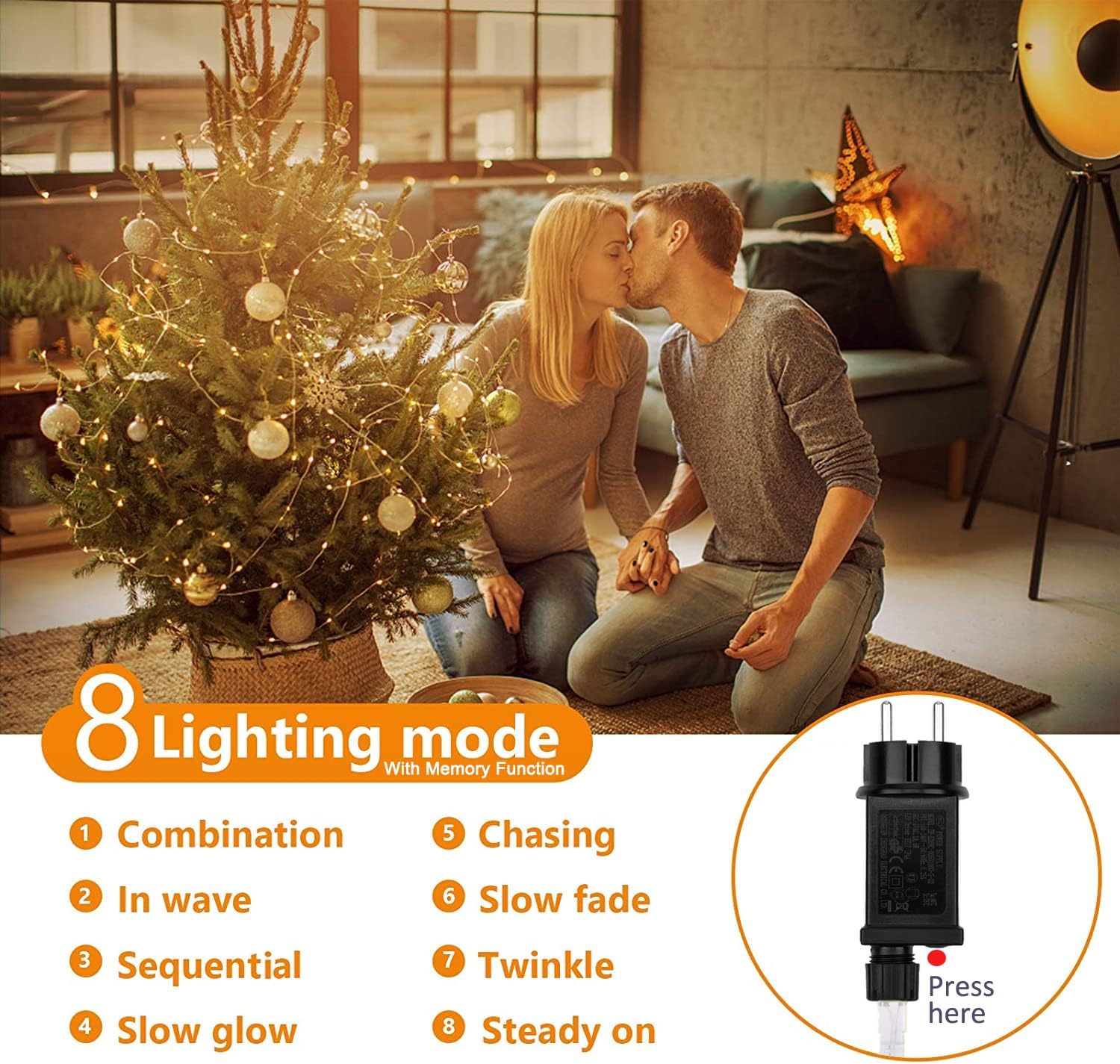 Luci Albero di Natale 50M 500 LED, Filo di Rame - immagine 2