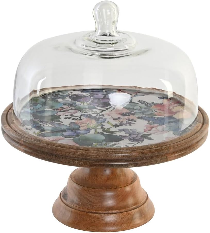 BANDEJA MANGO CRISTAL 30X30X33 FLORAL ESMALTADO