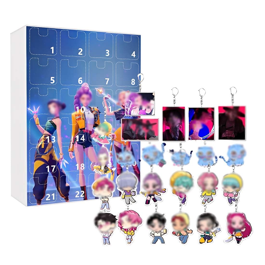 Calendario del Conto alla Rovescia di Natale + KP 24 Portachiavi Anime Set,In Acrilico,Per Fan di Kp,Ragazze e Ragazzi Regalo,Addobbi