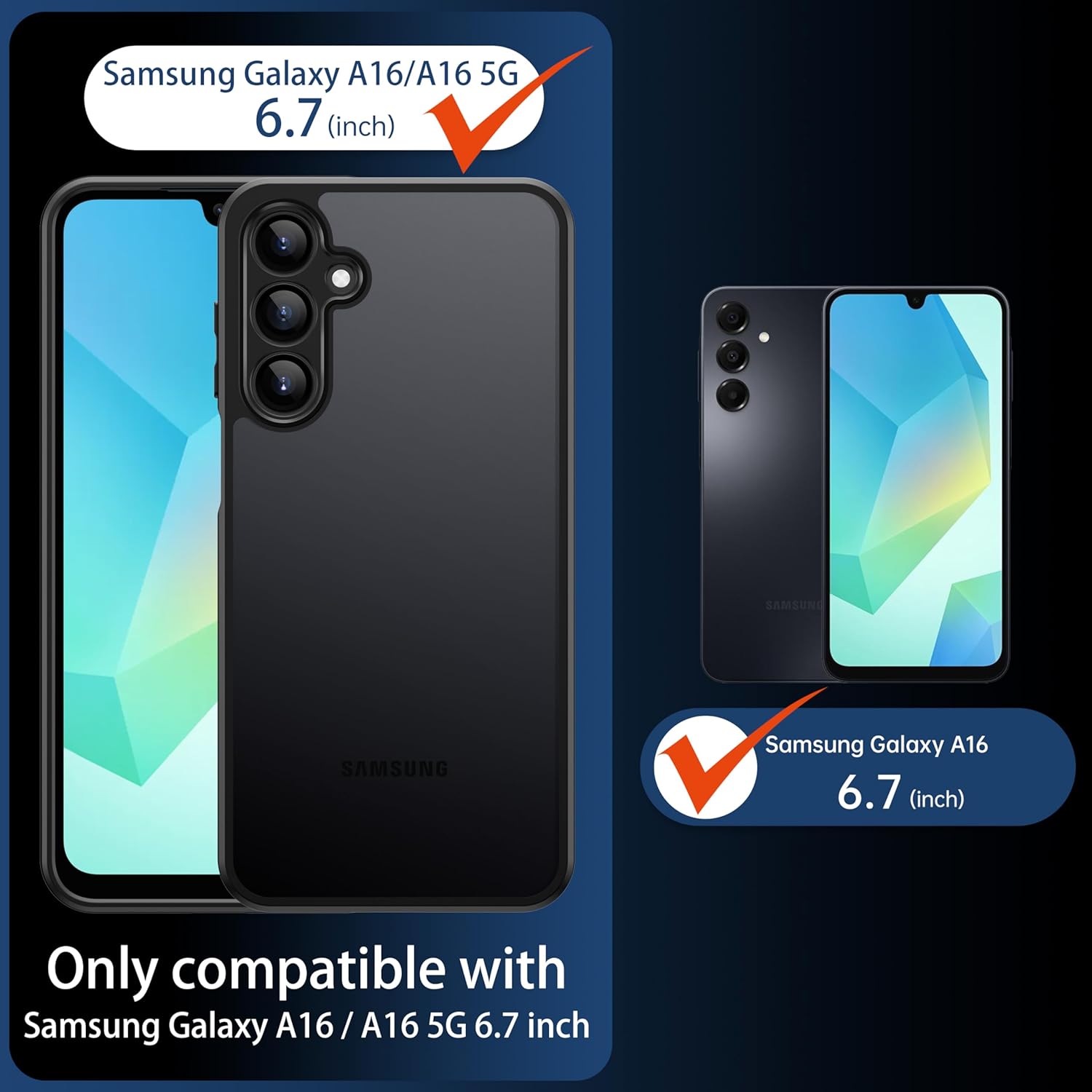 Fllao Cover Opaca per Samsung Galaxy A16 5G/4G, Nero - immagine 2