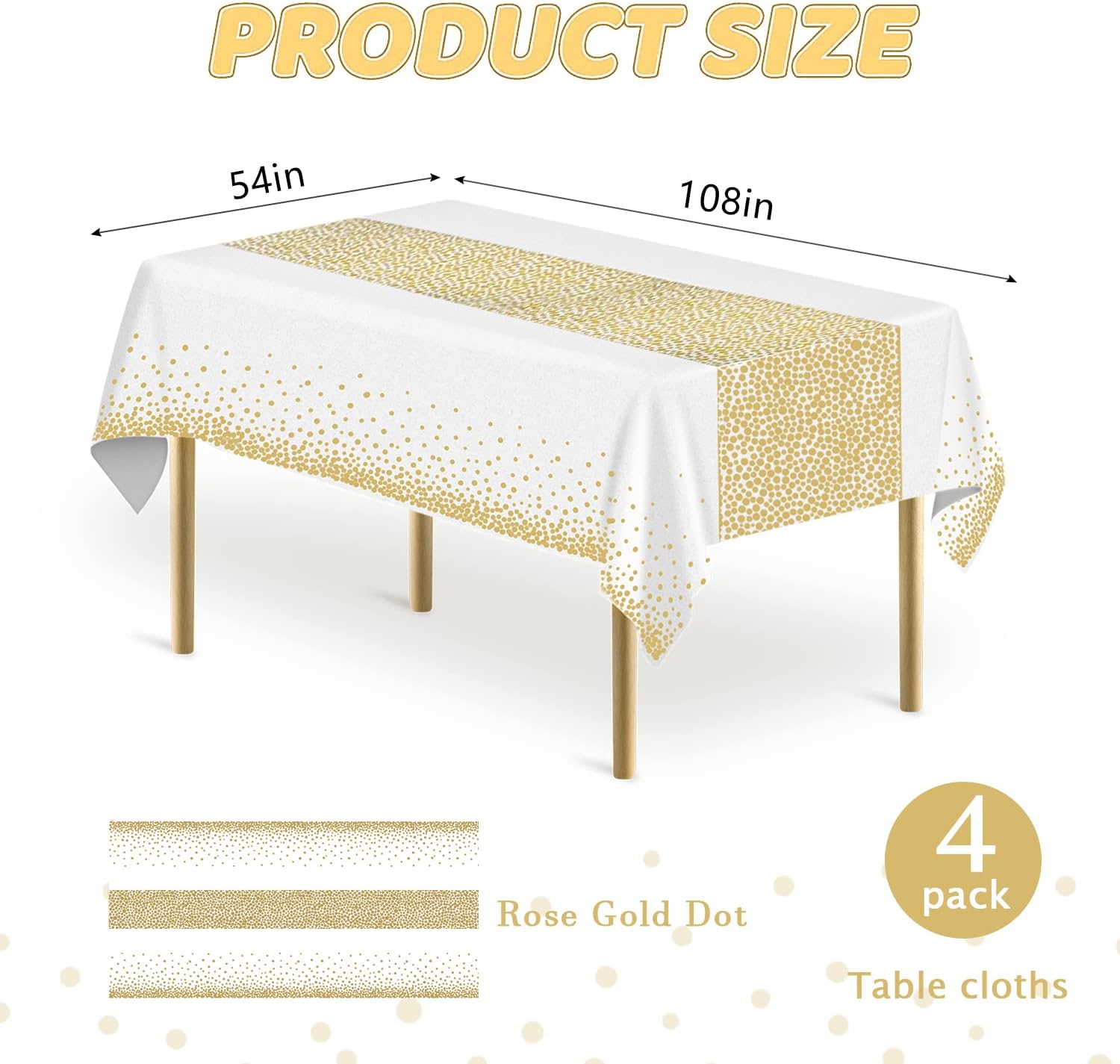 4 Tovaglie Usa e Getta Rettangolari a Pois Bianchi e Dorati - immagine 2