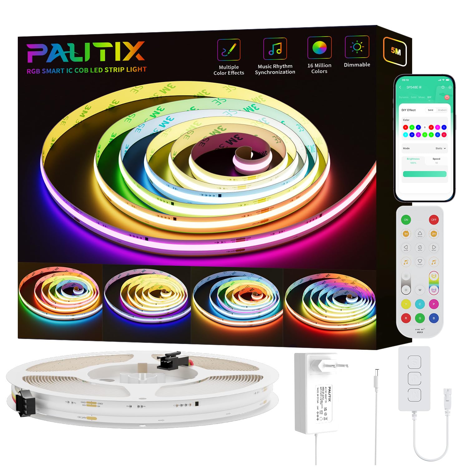 PAUTIX WIFI Striscia LED COB RGB Smart IC 5m