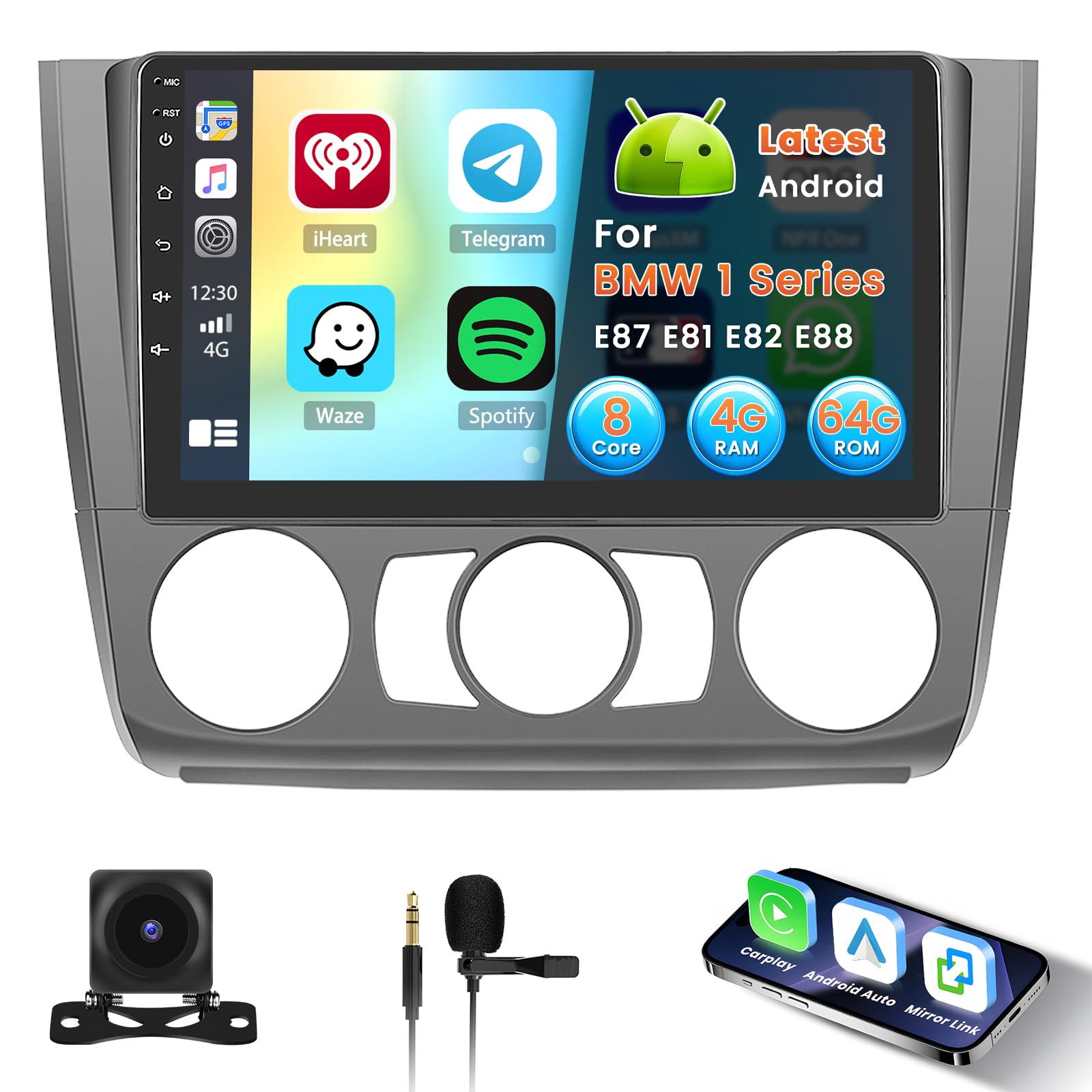 Inefala Autoradio Android 15 9" per BMW Serie 1 E87 E81 E82 E88