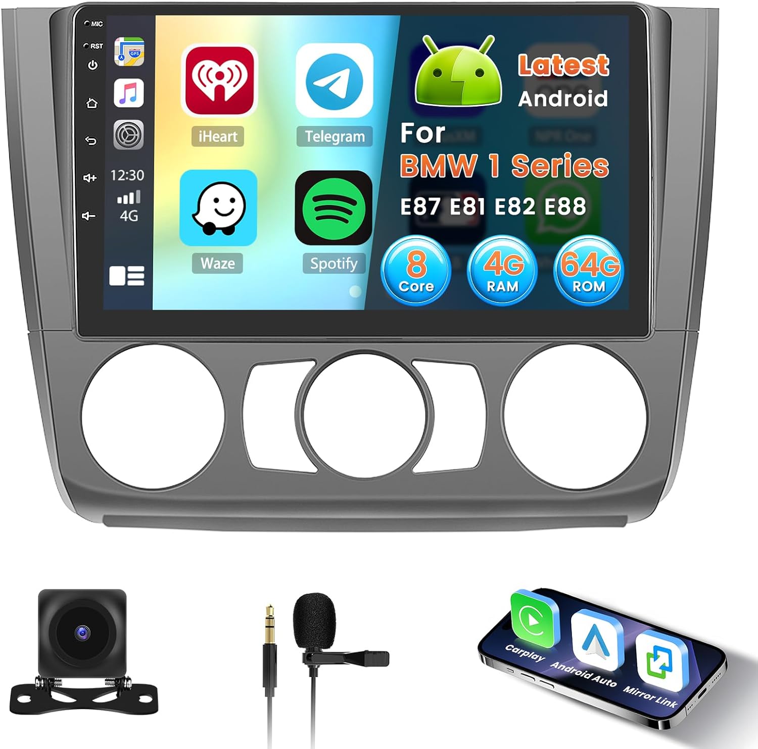 Inefala Autoradio Android 15 9" per BMW Serie 1 E87 E81 E82 E88 - immagine 1