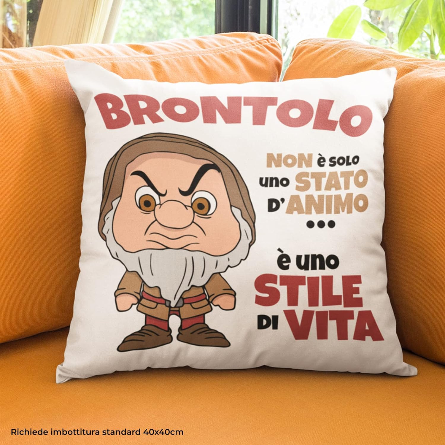 Federa Cuscino Brontolo Sette Nani 40x40 - immagine 3
