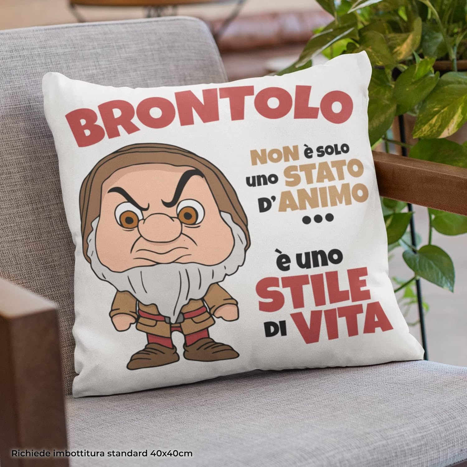 Federa Cuscino Brontolo Sette Nani 40x40 - immagine 4