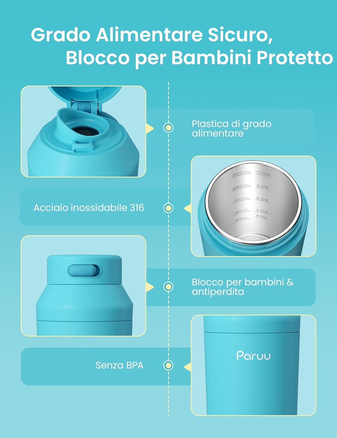 Paruu Scaldabiberon Portatile 350ml, Blu - immagine 7