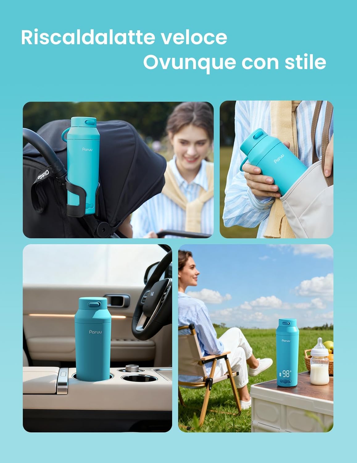 Paruu Scaldabiberon Portatile 350ml, Blu - immagine 8