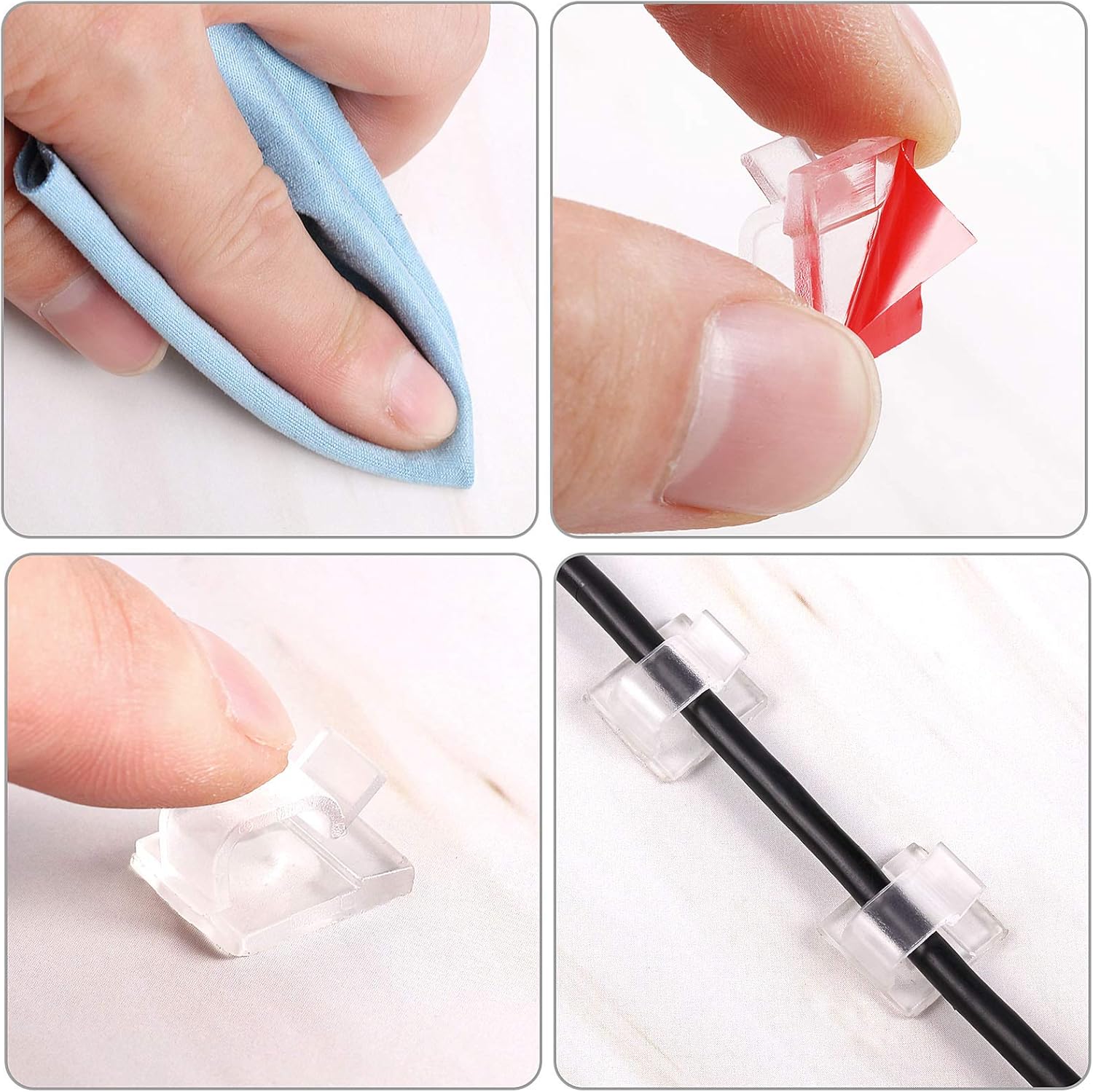 60 Pezzi Clip per Cavi da Esterno Adesive, Trasparente - immagine 3