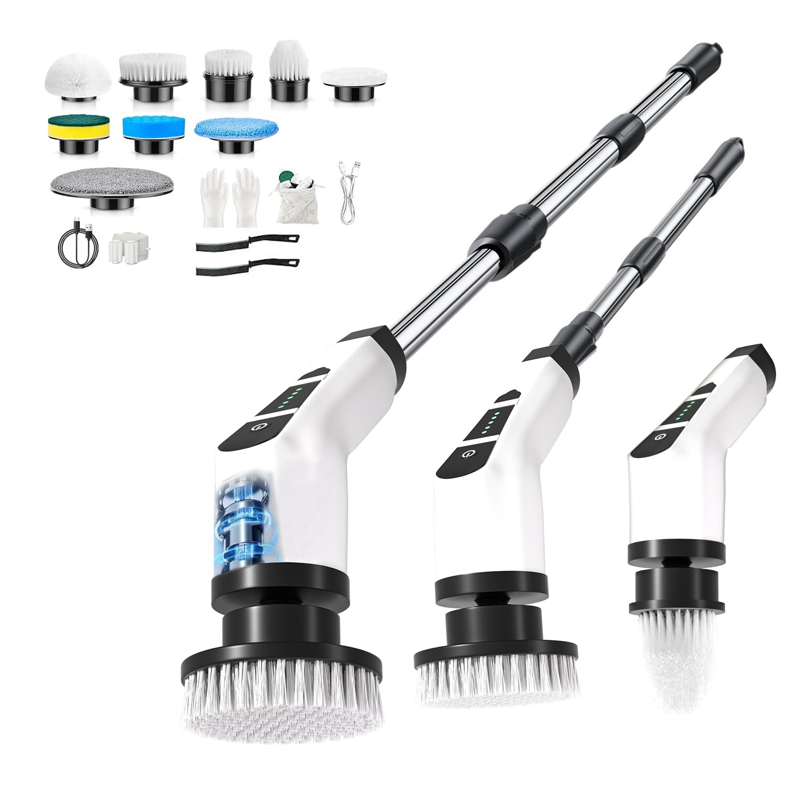 Spazzola Rotante Pulizia Casa con 9 Testine, Doppia Velocità