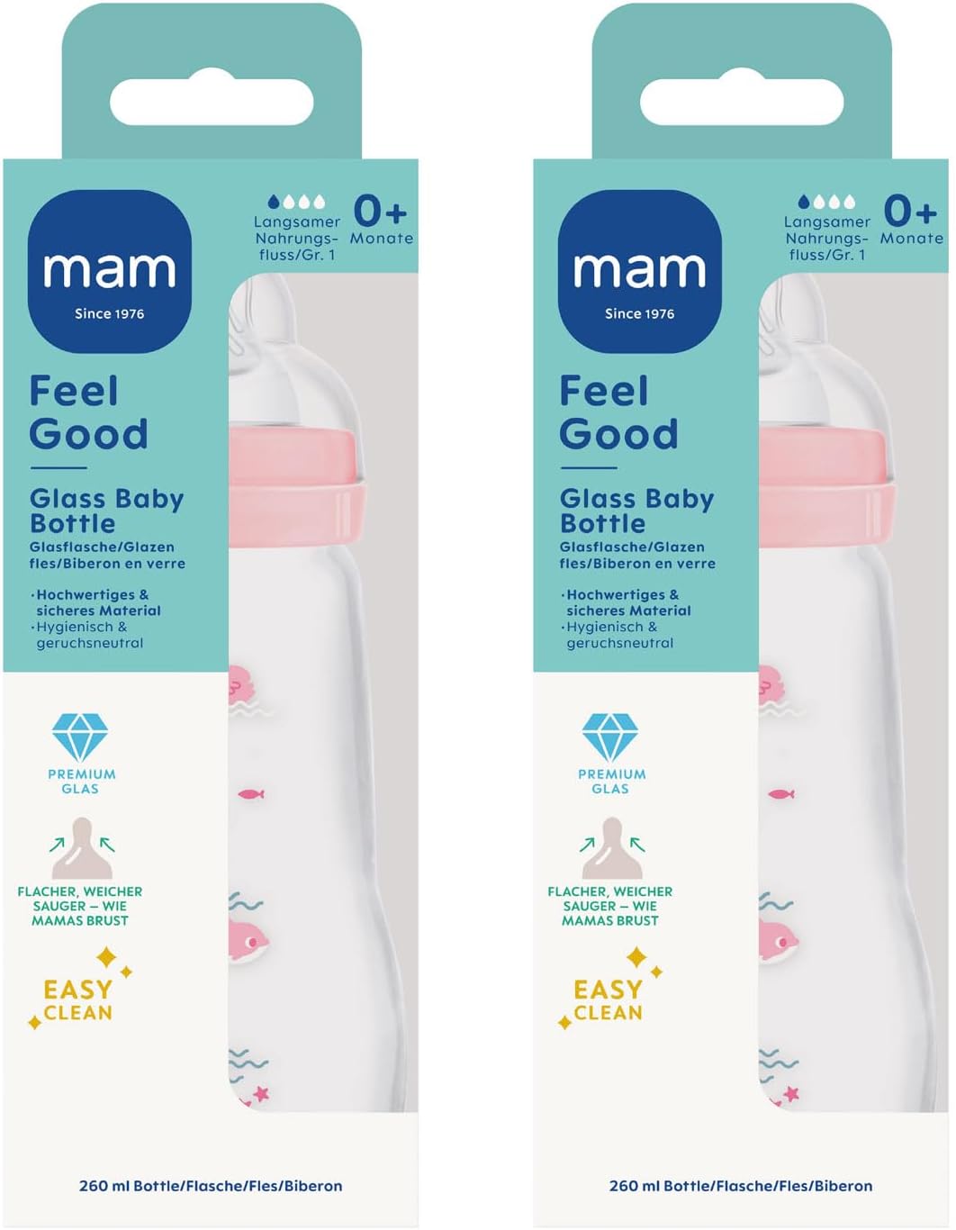 Mam Feel Good Glass - Biberon in Vetro 260ml (2 pezzi) - immagine 3