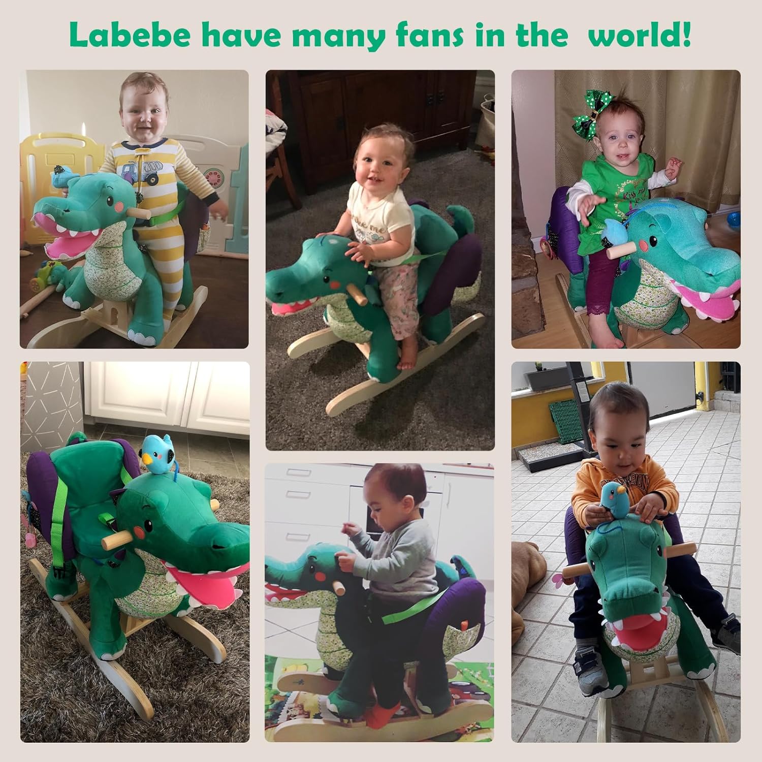 Labebe Cavallo Dondolo Legno - Coccodrillo Verde - immagine 5