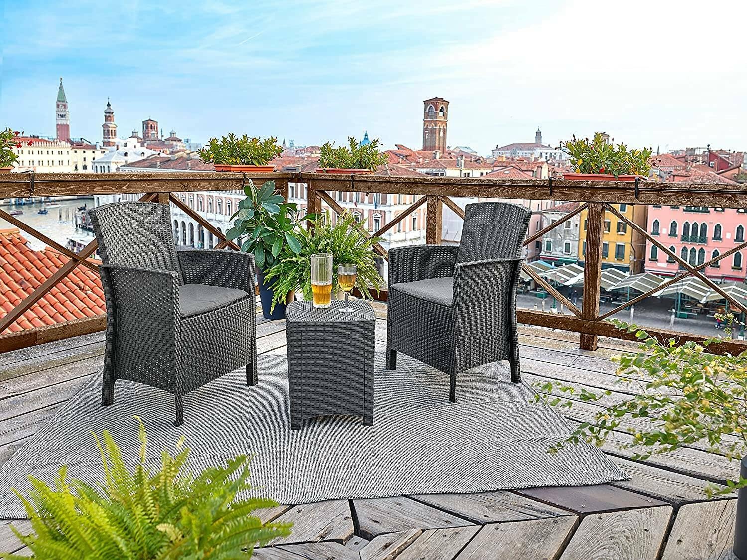 Dmora Salotto da Esterno Jupiter con Cuscini, Antracite