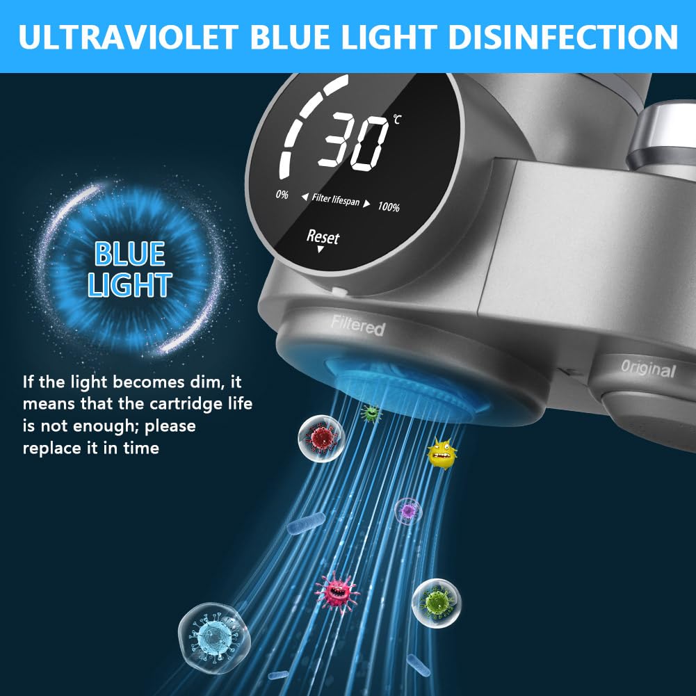 Hotut Filtro Acqua Rubinetto con Luce UV Blu - immagine 5