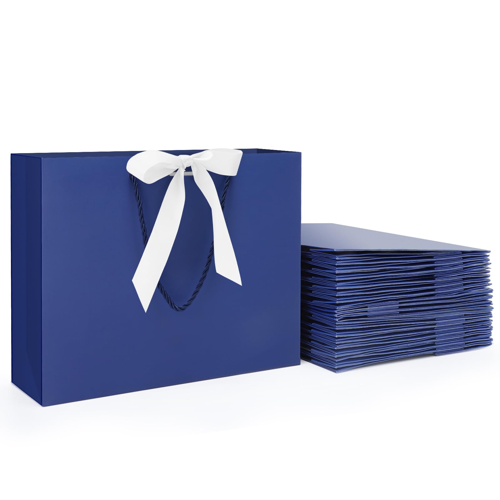 Eusoar 20 Sacchetti Regalo Blu con Manici, M 27x8x21cm