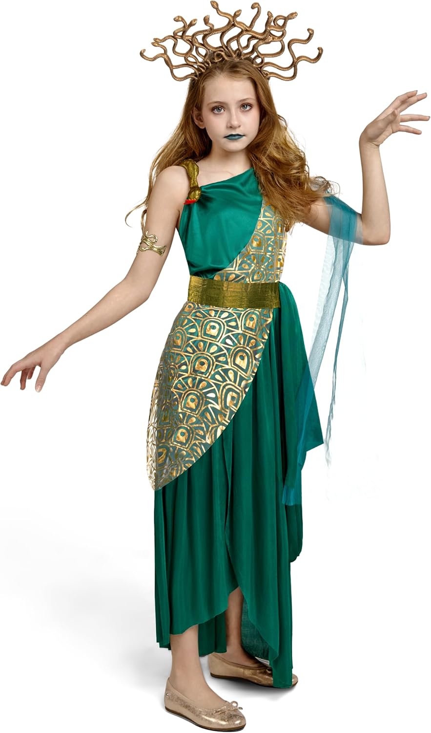 Spooktacular Creations Costume Medusa per Bambine, Verde - immagine 1