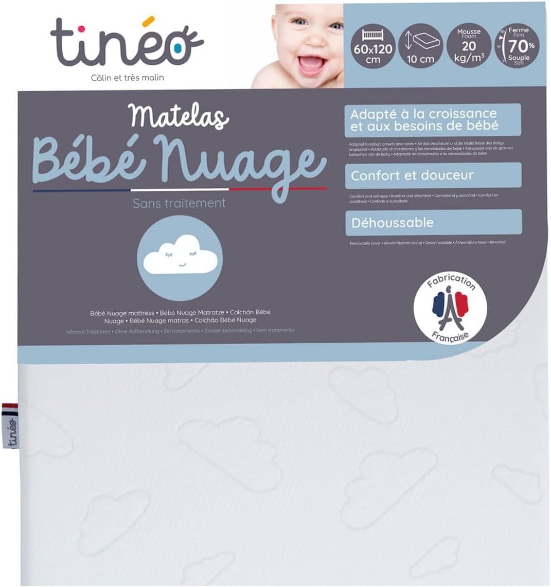 Tinéo Materasso per Bambini 60x120x10cm