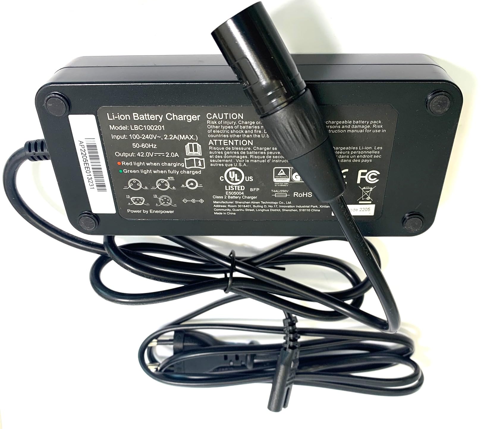 Enerpower Caricabatterie Li-ion 36V 2A XLR-4