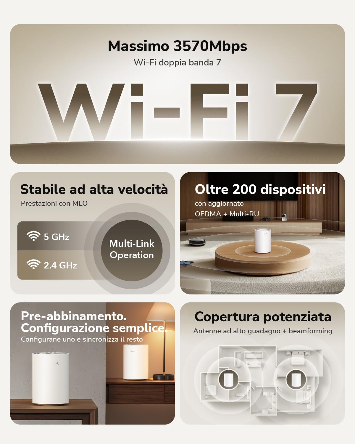 Cudy Dual Band BE3600 WiFi 7 Sistema Mesh 3,6 Gbps - immagine 2