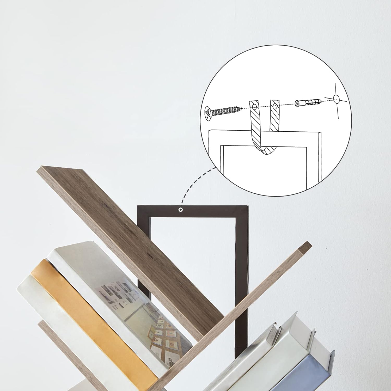 Hoobro Libreria ad Albero 9 Livelli, Greige e Nero - immagine 6