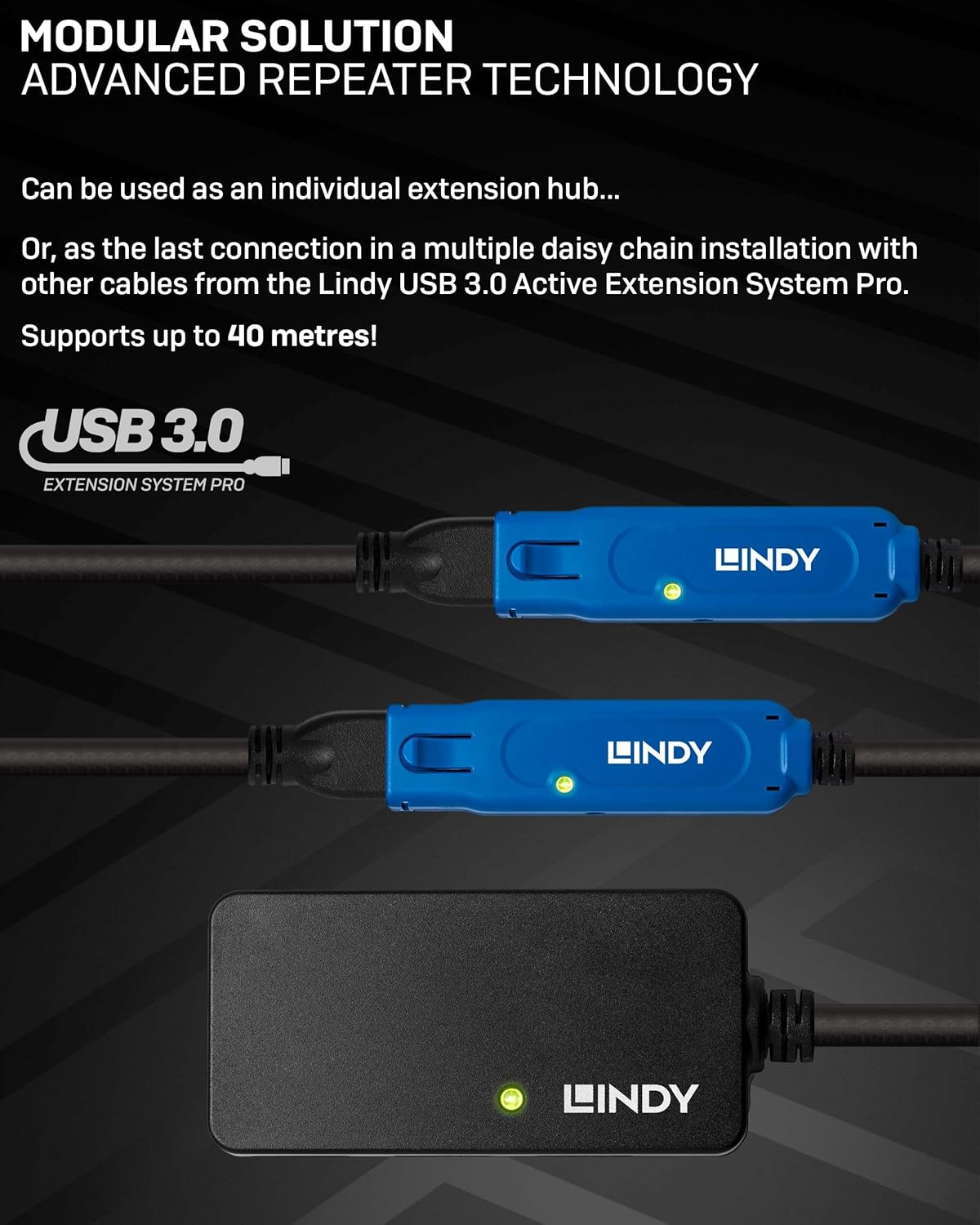 Lindy Cable EXTENSIOR Activo PRO USB 3.0, con HUB - immagine 5