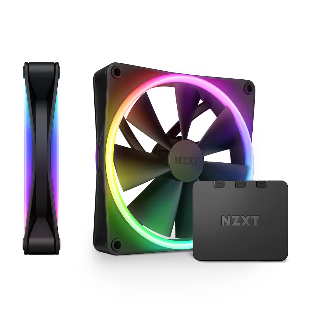 Nzxt F140 RGB Duo - Confezione Doppia Ventole PC con Controller, Nero