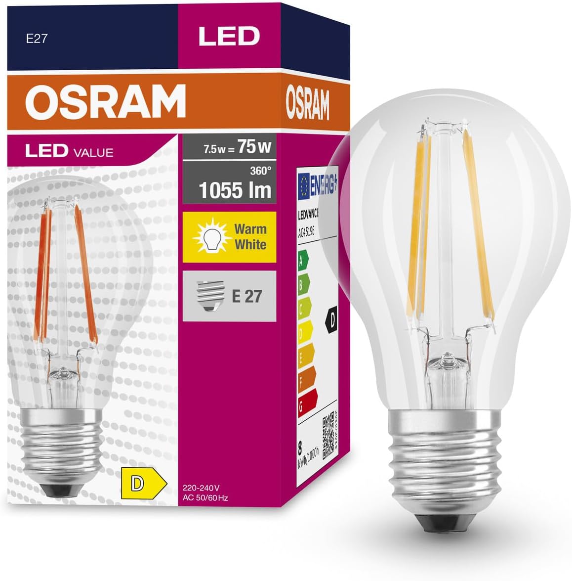 Osram Classic LED A75 E27 FIL 1055 Lumen, 10 pz - immagine 1