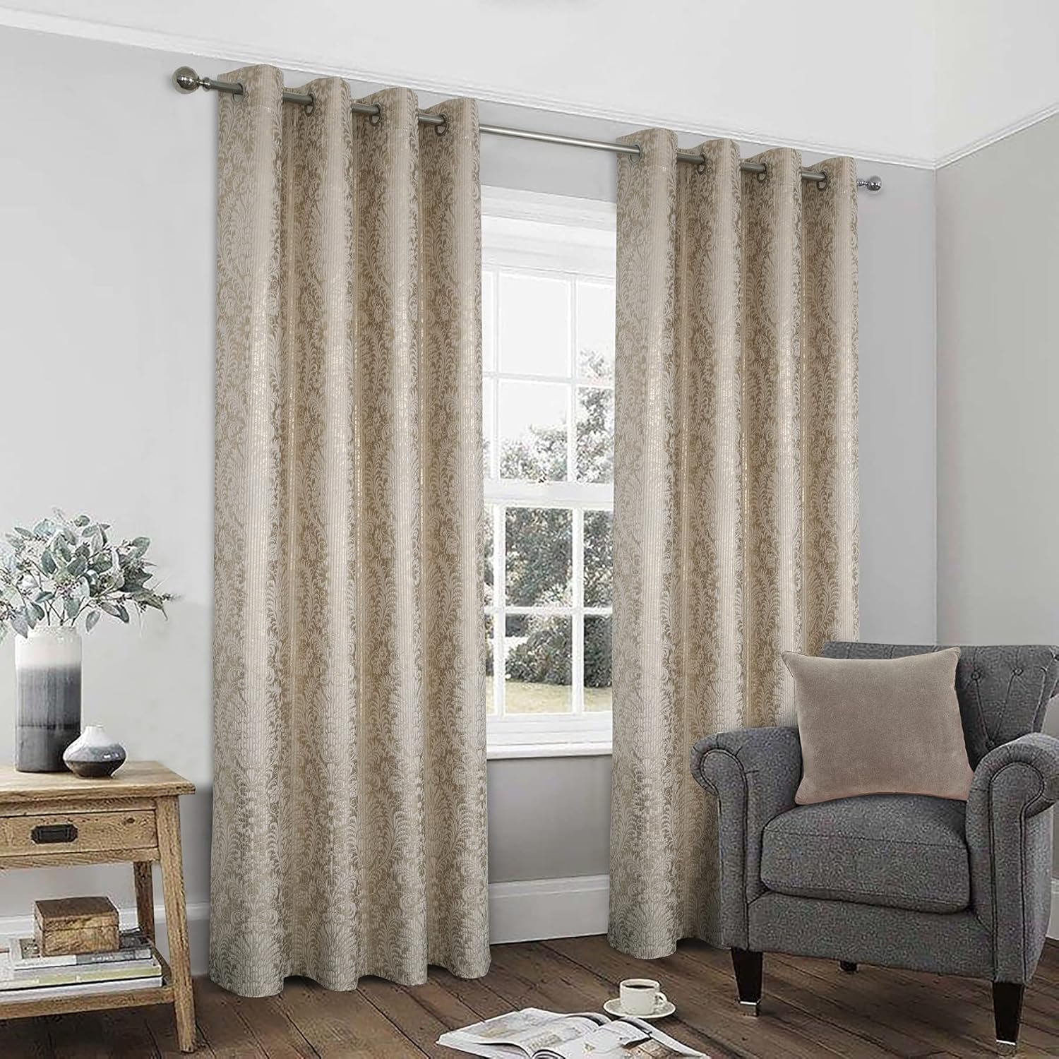 Always4u Tende Oscuranti in Velluto Dorato con Occhielli (2 pz) - immagine 1