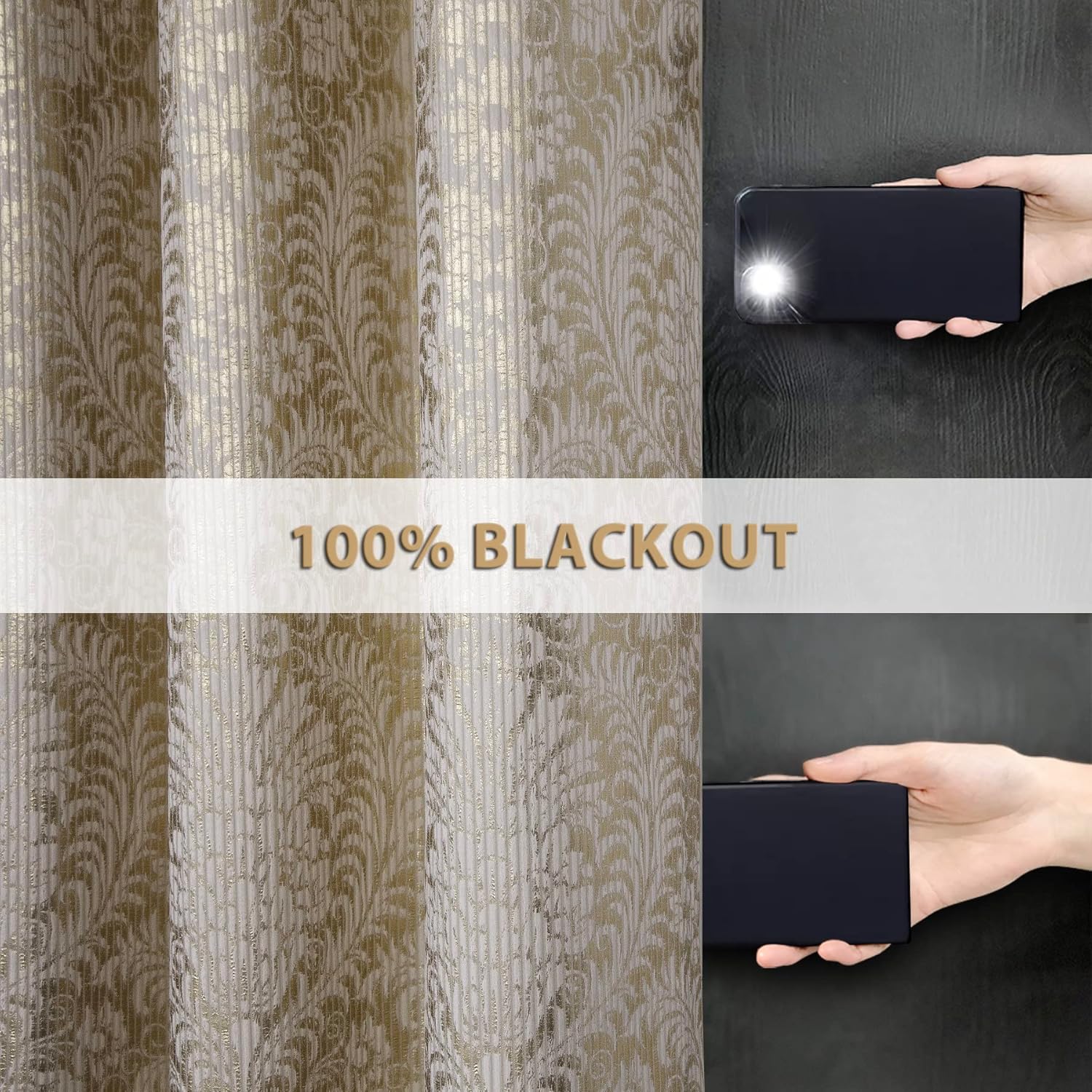 Always4u Tende Oscuranti in Velluto Dorato con Occhielli (2 pz) - immagine 2