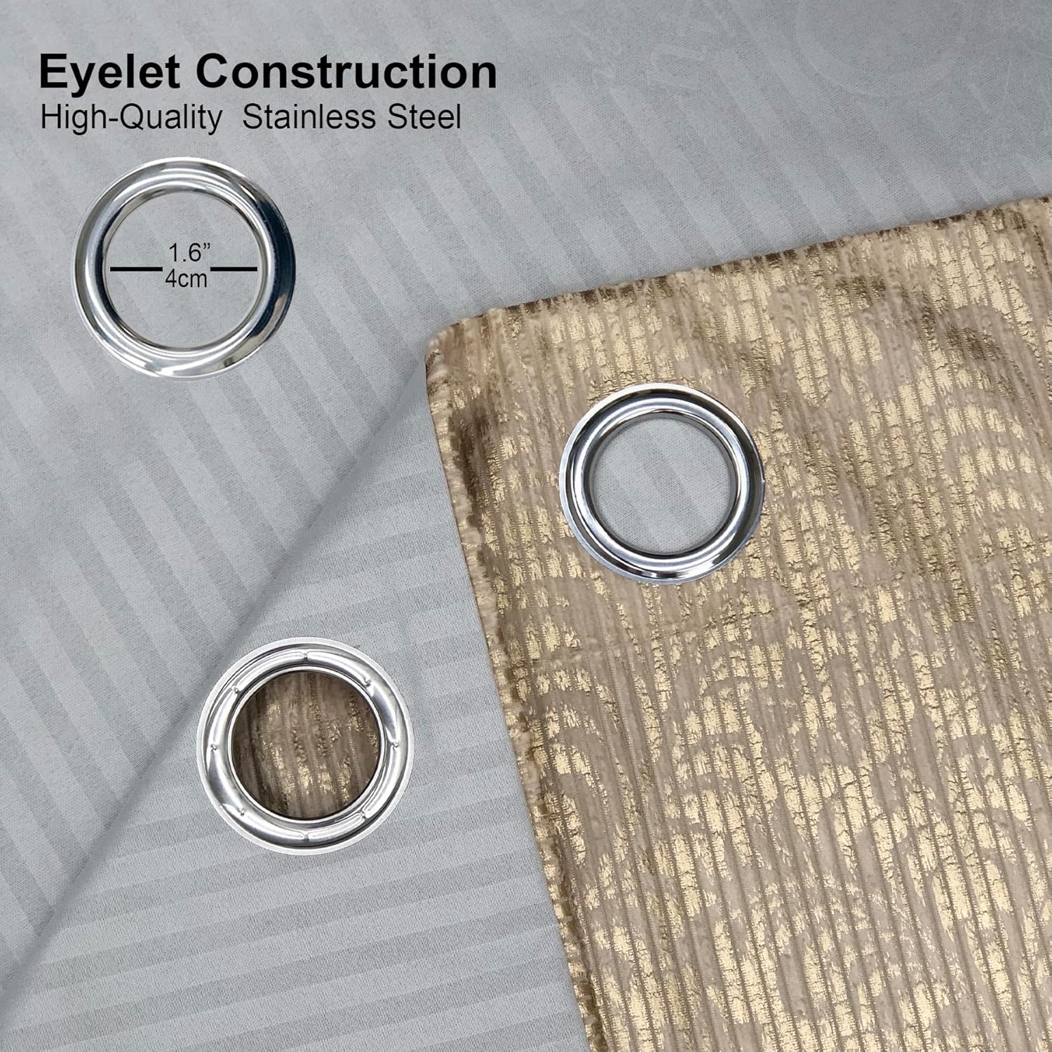 Always4u Tende Oscuranti in Velluto Dorato con Occhielli (2 pz) - immagine 6