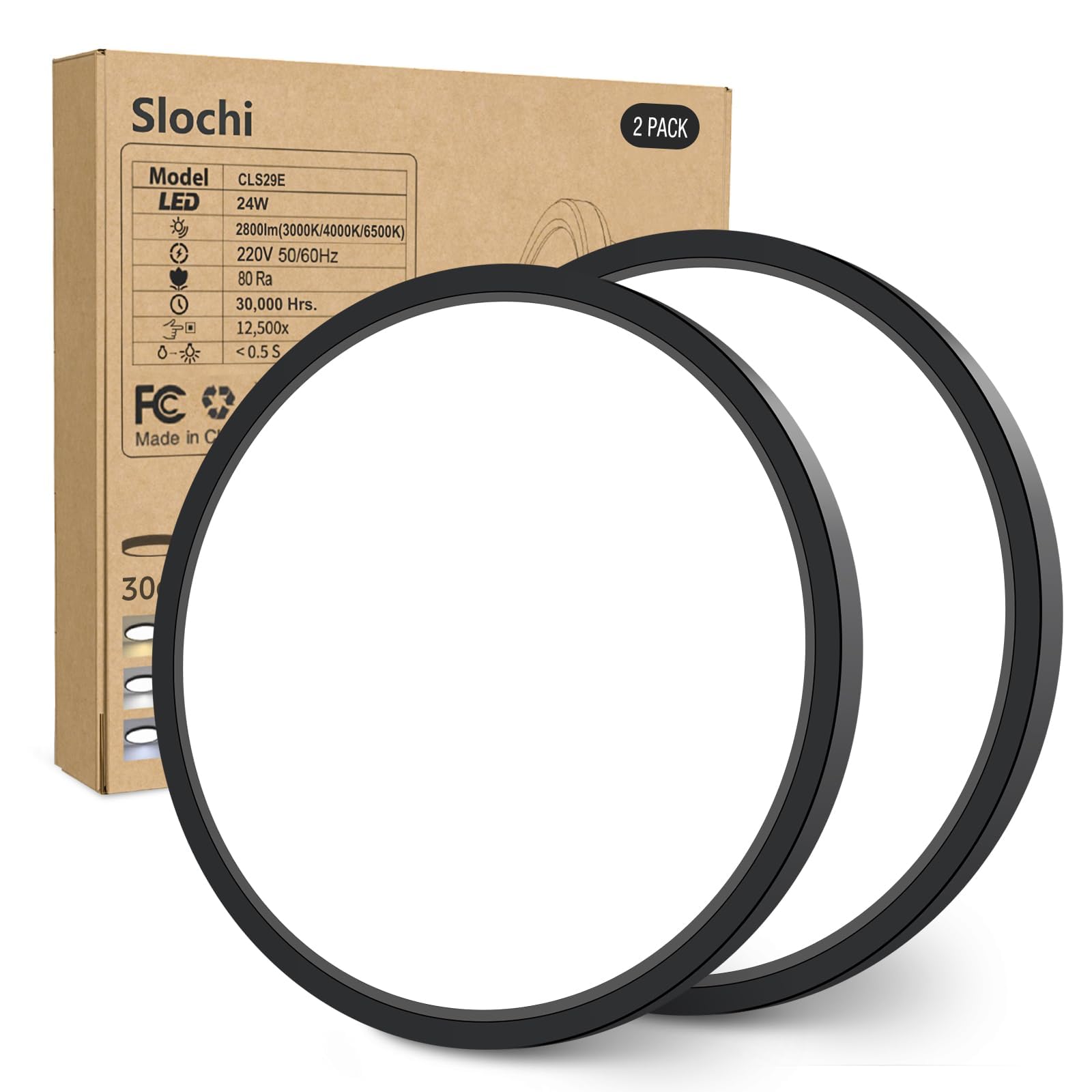 Slochi Plafoniera LED Soffitto IP44 Impermeabile (2 Pezzi)