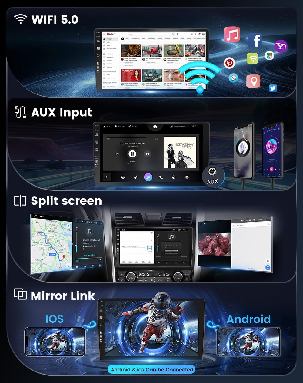 Autoradio per Volkswagen UP 10.1 2K (2011-2016) Android, Bluetooth, C