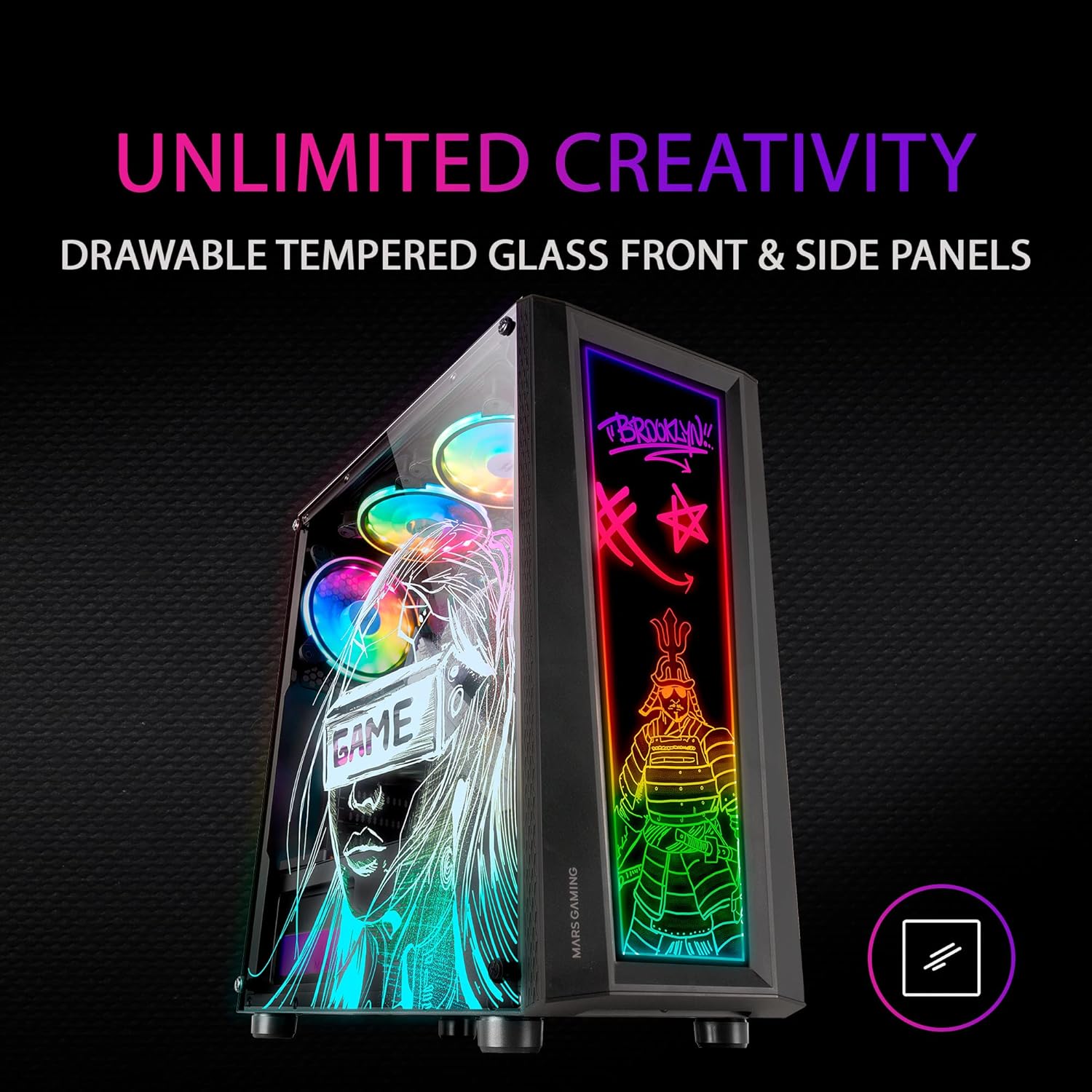Mars Gaming MC-ART Nero - Case PC Gaming ATX - immagine 3