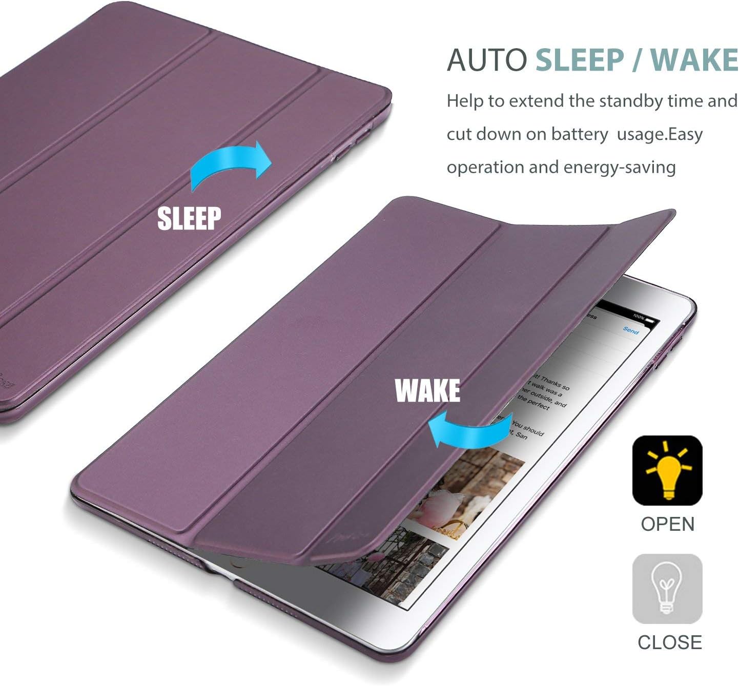 Procase Custodia per iPad 9.7 2018/2017 5a/6a Gen, Viola - immagine 7