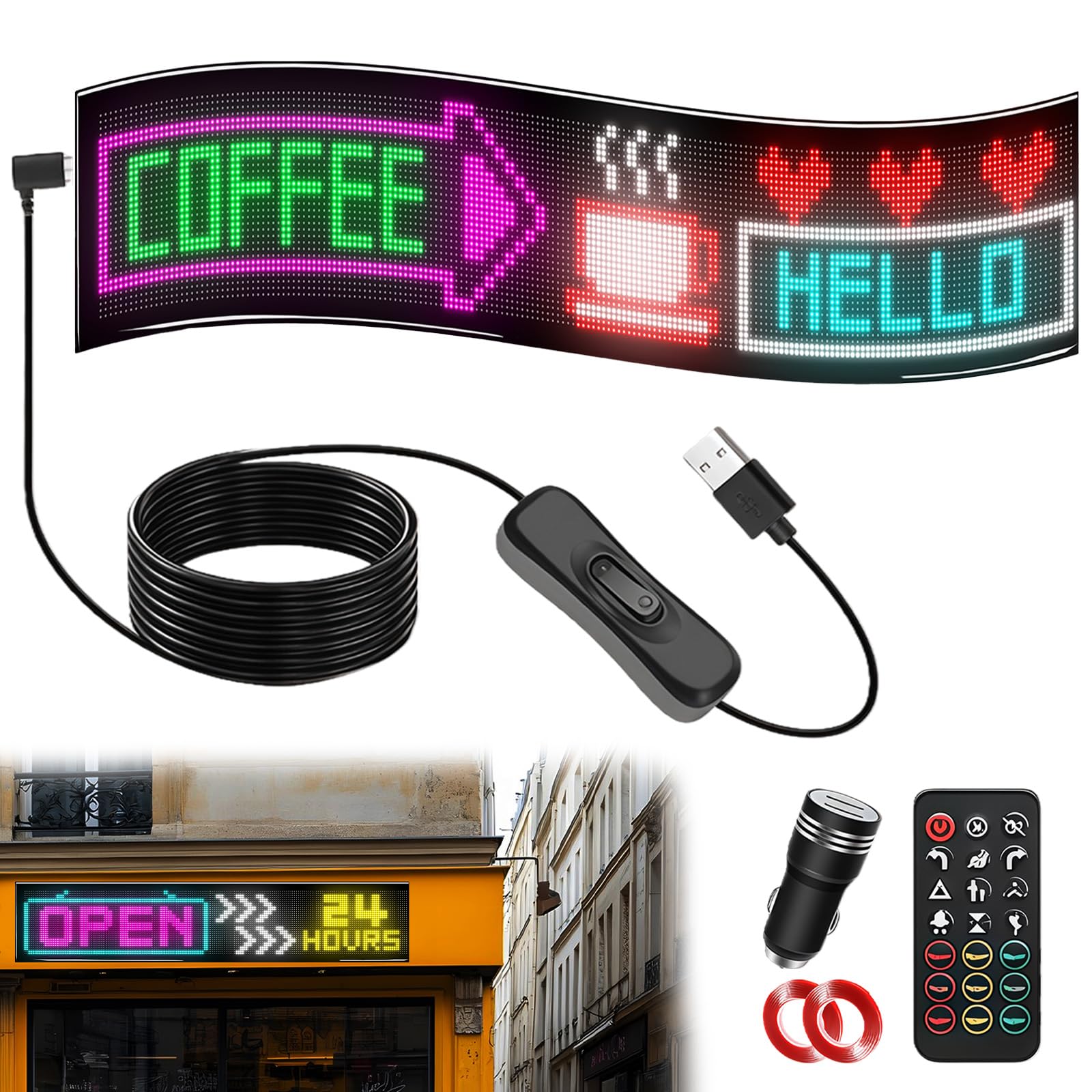 Scritta LED Programmabile 20x78cm - Doppia Fila