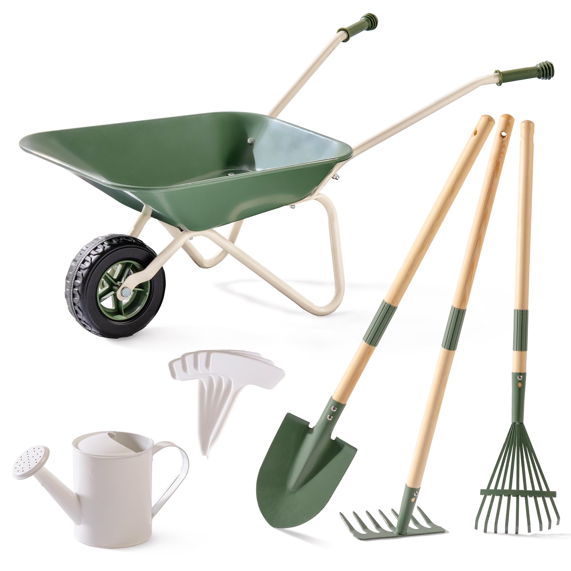 ROBUD Set Giardino per Bambini con Carriola, Verde