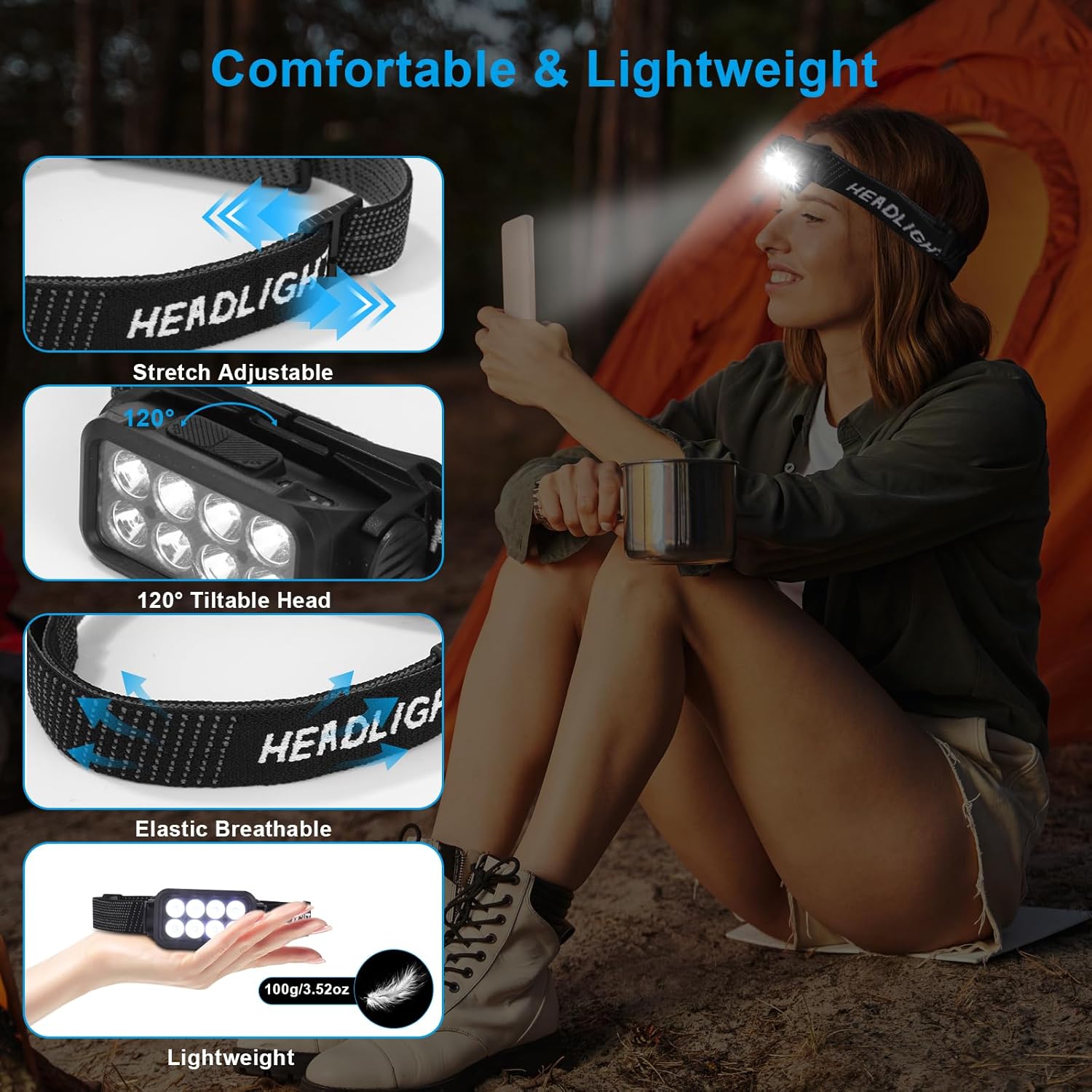 Set 2 Lampade Frontali LED Ricaricabili 2500 Lumen - immagine 2