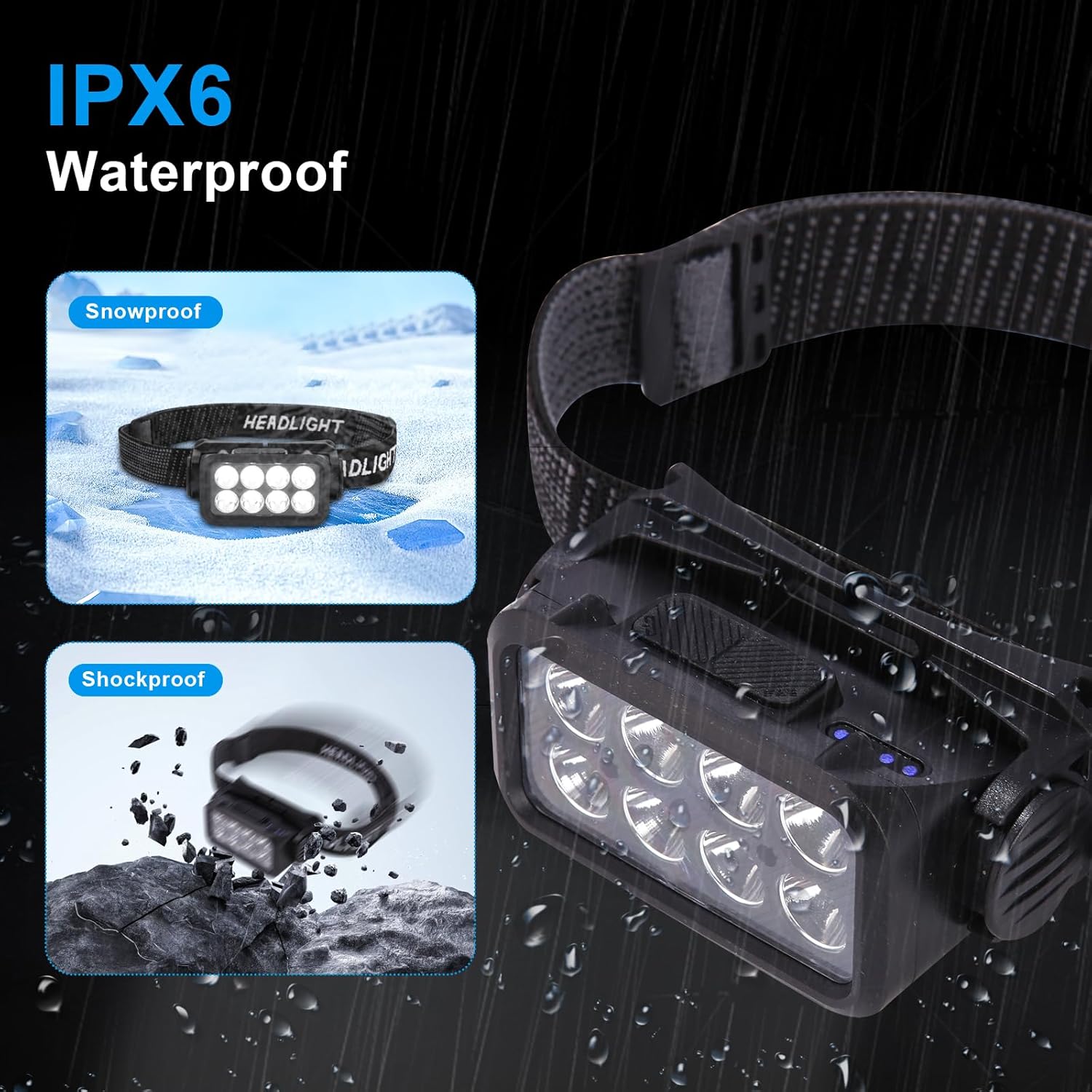 Set 2 Lampade Frontali LED Ricaricabili 2500 Lumen - immagine 4