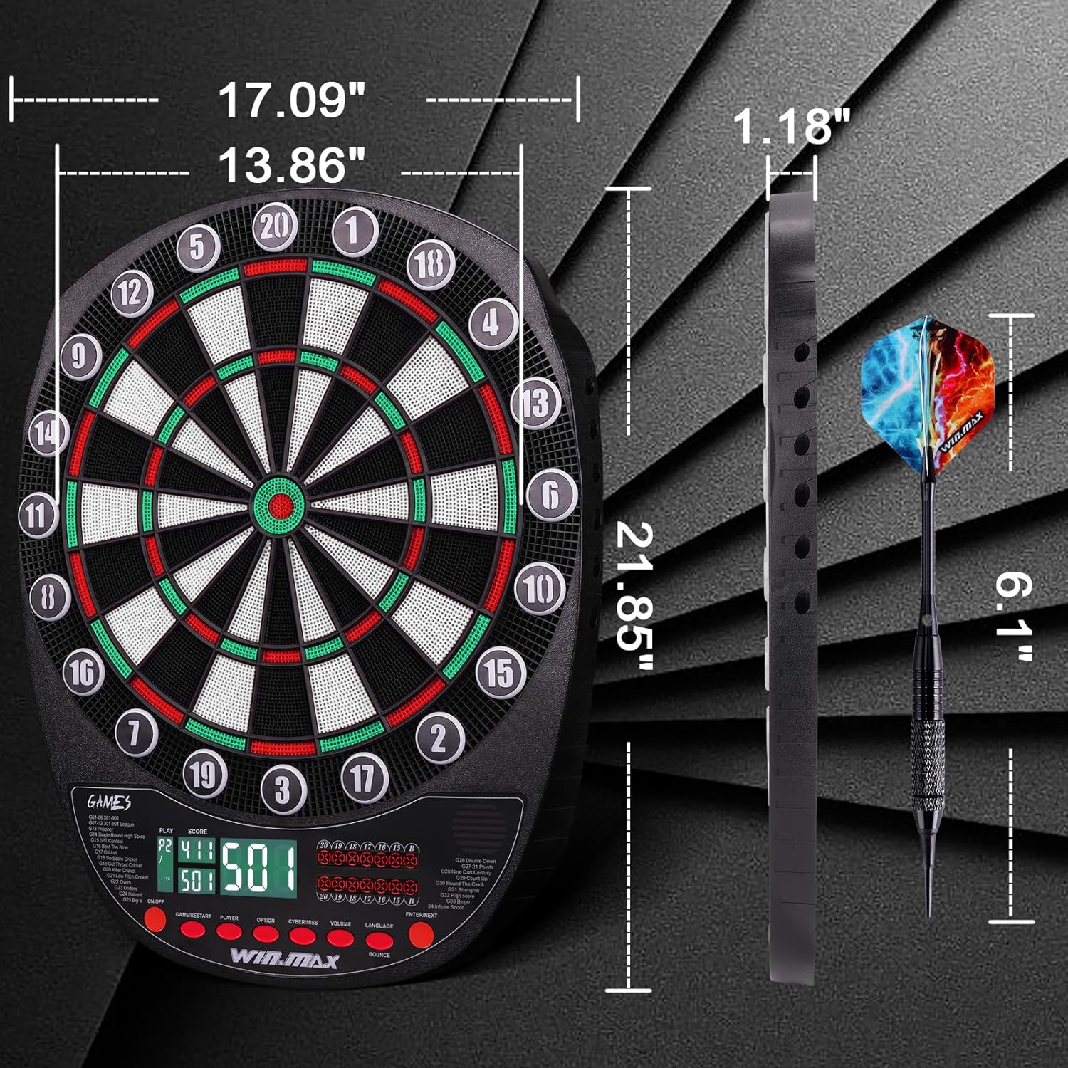 Win.max Bersaglio Elettronico Freccette con Display LED - immagine 4