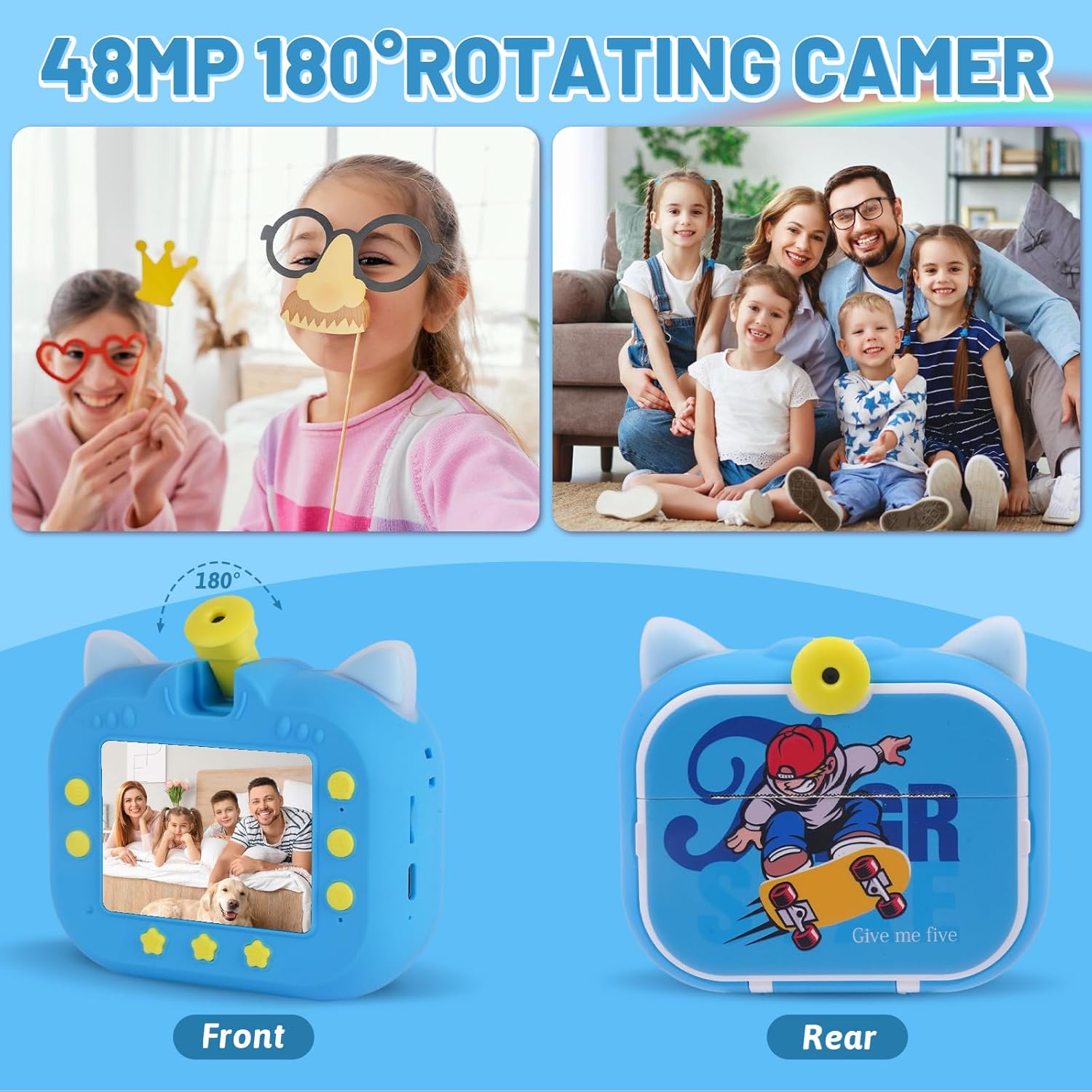 Dynasonic Fotocamera Istantanea Bambini 48MP 2.5K UHD - immagine 3